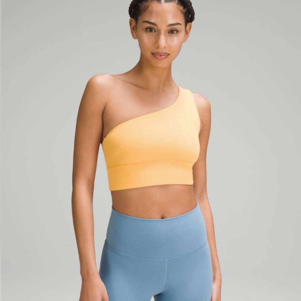 Lululemon Align Asymmetrical Bra Mango Dream One-Shoulder Yellow Crop‎ Top
